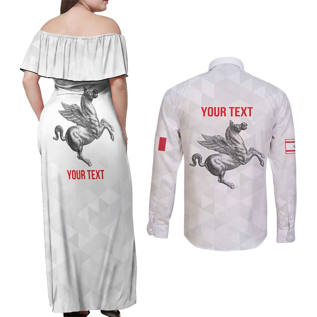 Personalized Italy Tuscany Pegasus Rampant Couples Matching Off Shoulder Maxi Dress and Long Sleeve Button Shirt Inspiration Flags Style