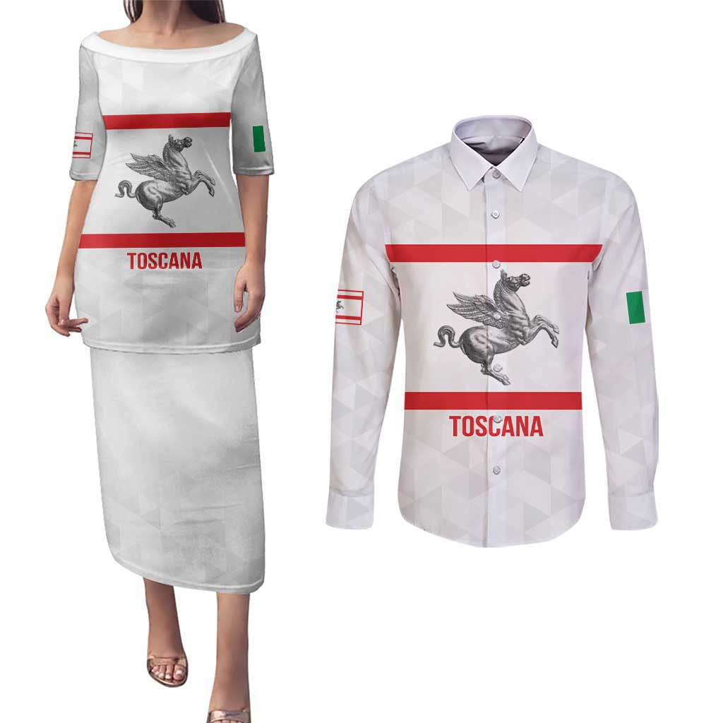 Personalized Italy Tuscany Pegasus Rampant Couples Matching Puletasi and Long Sleeve Button Shirt Inspiration Flags Style