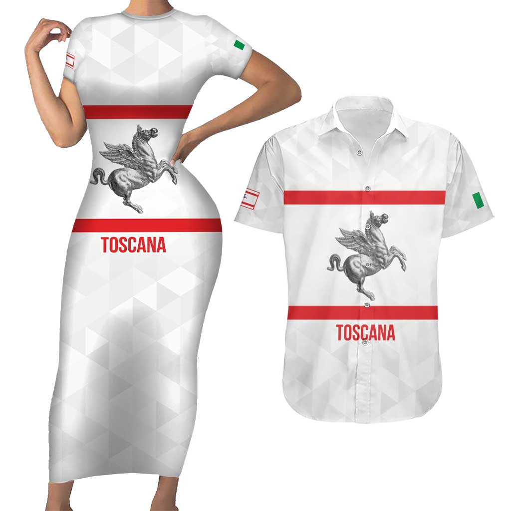 Personalized Italy Tuscany Pegasus Rampant Couples Matching Short Sleeve Bodycon Dress and Hawaiian Shirt Inspiration Flags Style