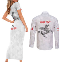 Personalized Italy Tuscany Pegasus Rampant Couples Matching Short Sleeve Bodycon Dress and Long Sleeve Button Shirt Inspiration Flags Style