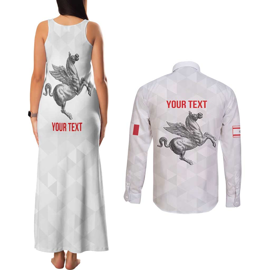 Personalized Italy Tuscany Pegasus Rampant Couples Matching Tank Maxi Dress and Long Sleeve Button Shirt Inspiration Flags Style