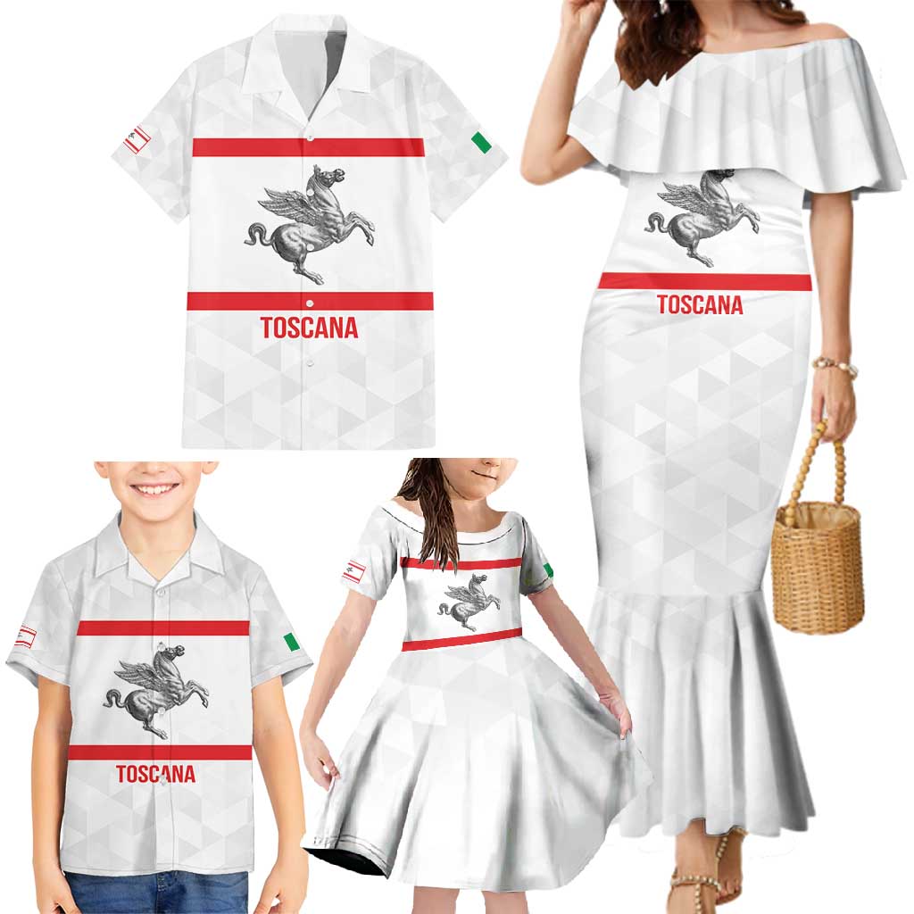 Personalized Italy Tuscany Pegasus Rampant Family Matching Mermaid Dress and Hawaiian Shirt Inspiration Flags Style