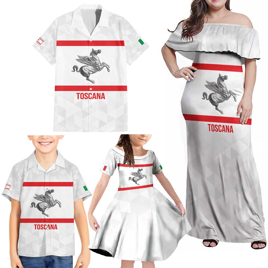 Personalized Italy Tuscany Pegasus Rampant Family Matching Off Shoulder Maxi Dress and Hawaiian Shirt Inspiration Flags Style