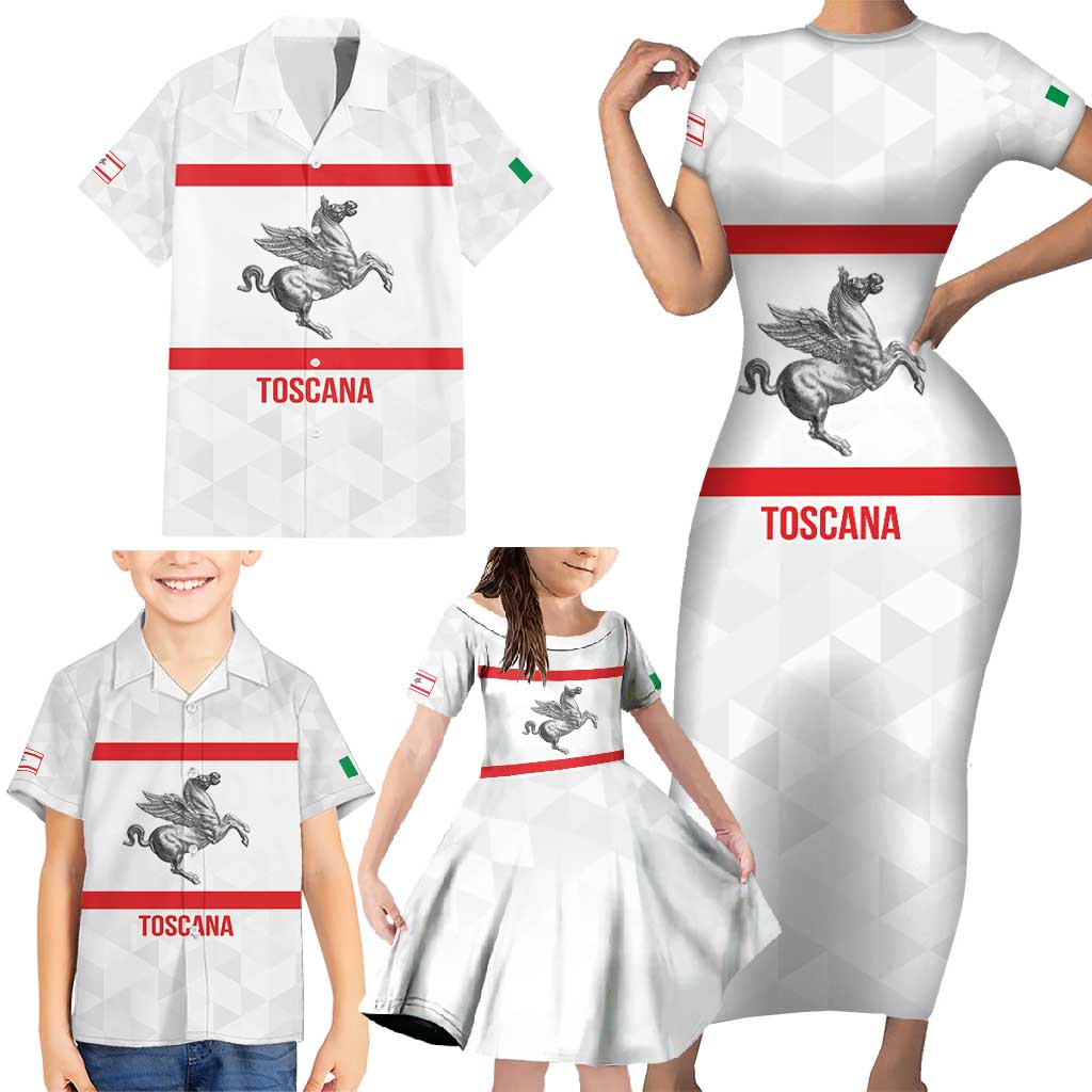 Personalized Italy Tuscany Pegasus Rampant Family Matching Short Sleeve Bodycon Dress and Hawaiian Shirt Inspiration Flags Style