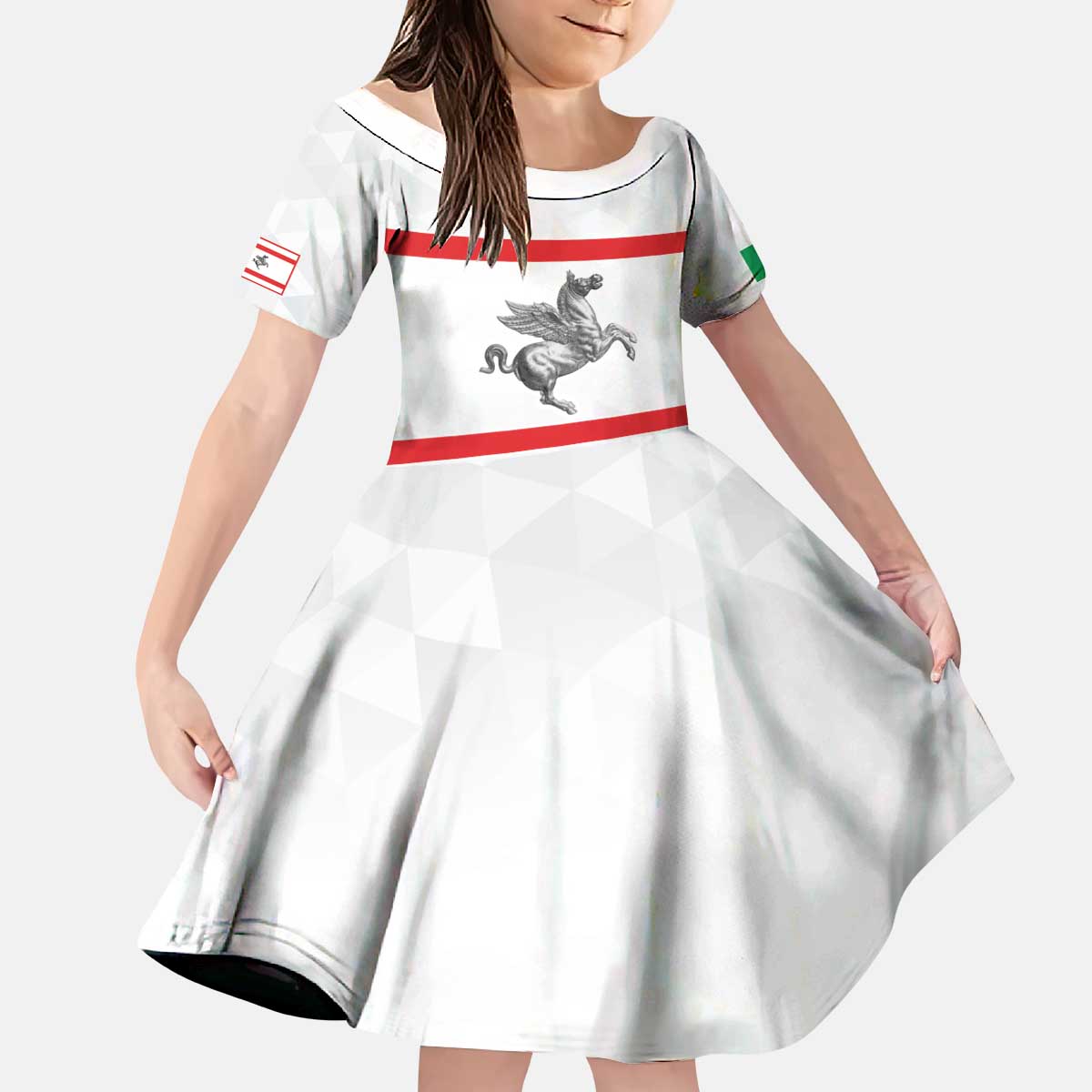Personalized Italy Tuscany Pegasus Rampant Kid Short Sleeve Dress Inspiration Flags Style