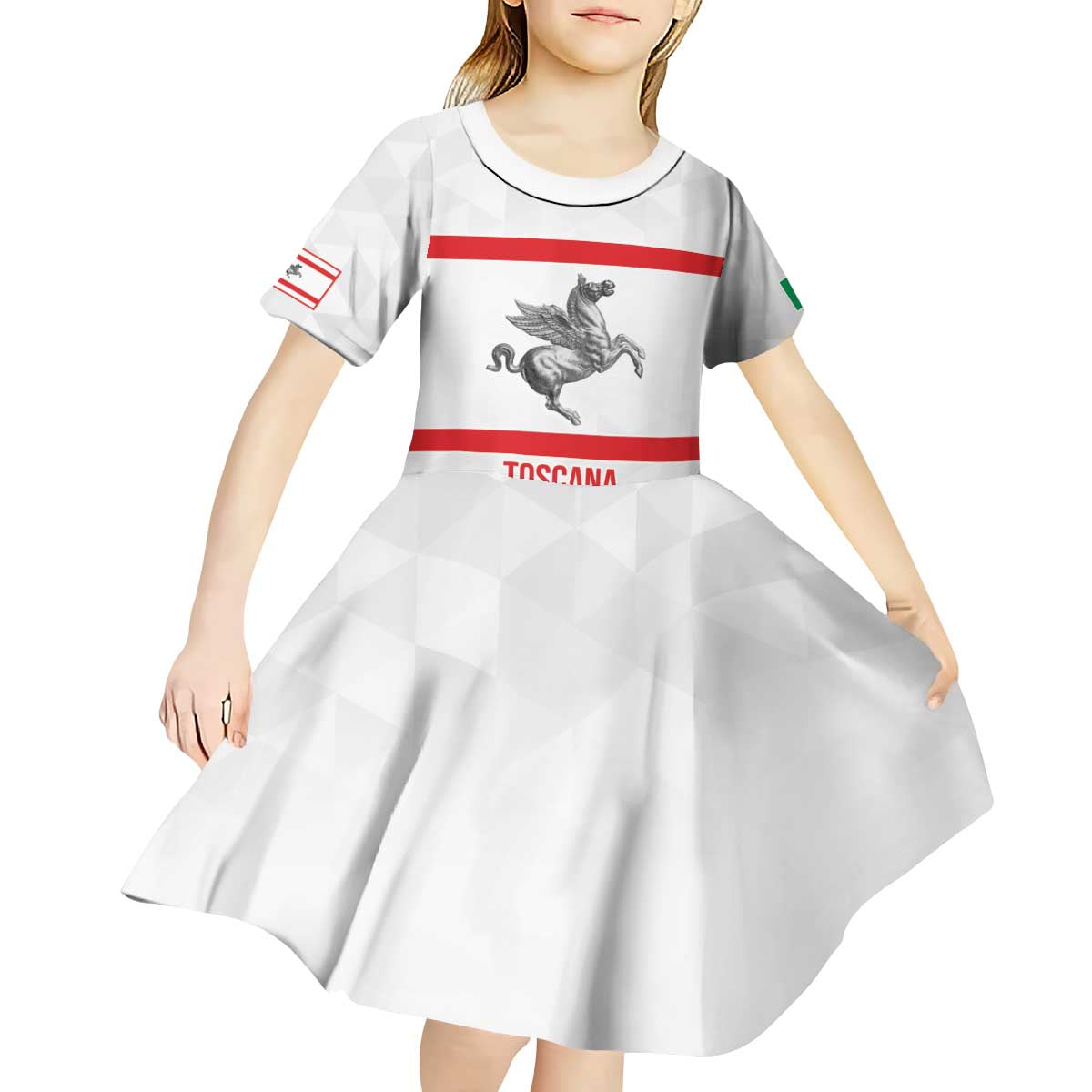 Personalized Italy Tuscany Pegasus Rampant Kid Short Sleeve Dress Inspiration Flags Style