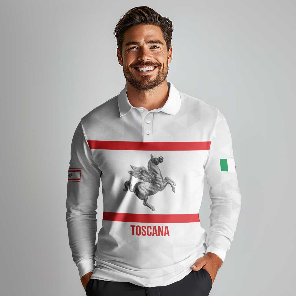 Personalized Italy Tuscany Pegasus Rampant Long Sleeve Polo Shirt Inspiration Flags Style
