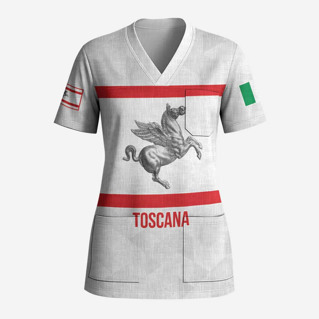 Personalized Italy Tuscany Pegasus Rampant Scrub Top Inspiration Flags Style - Wonder Print Shop