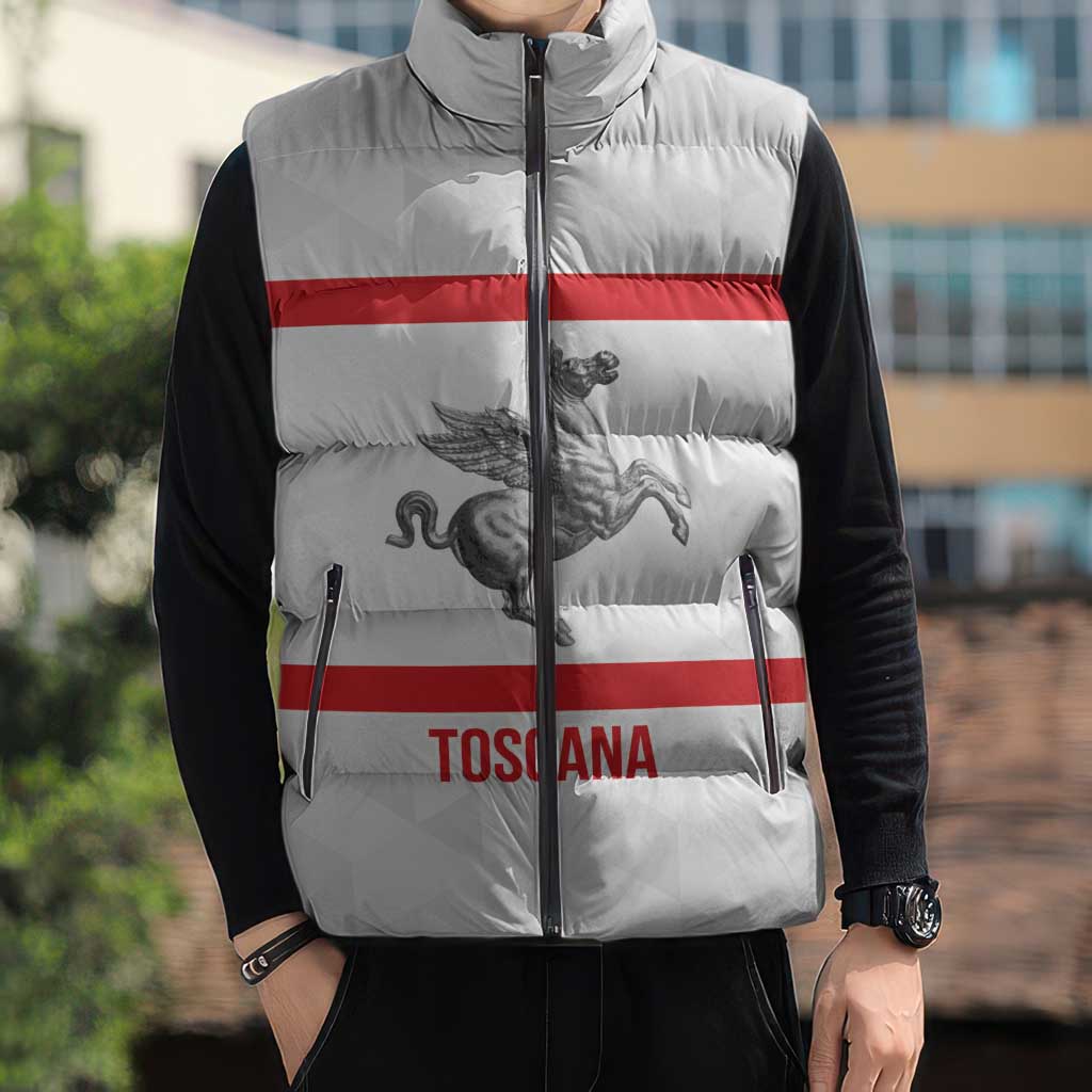 Personalized Italy Tuscany Pegasus Rampant Sleeveless Puffer Jacket Inspiration Flags Style - Wonder Print Shop