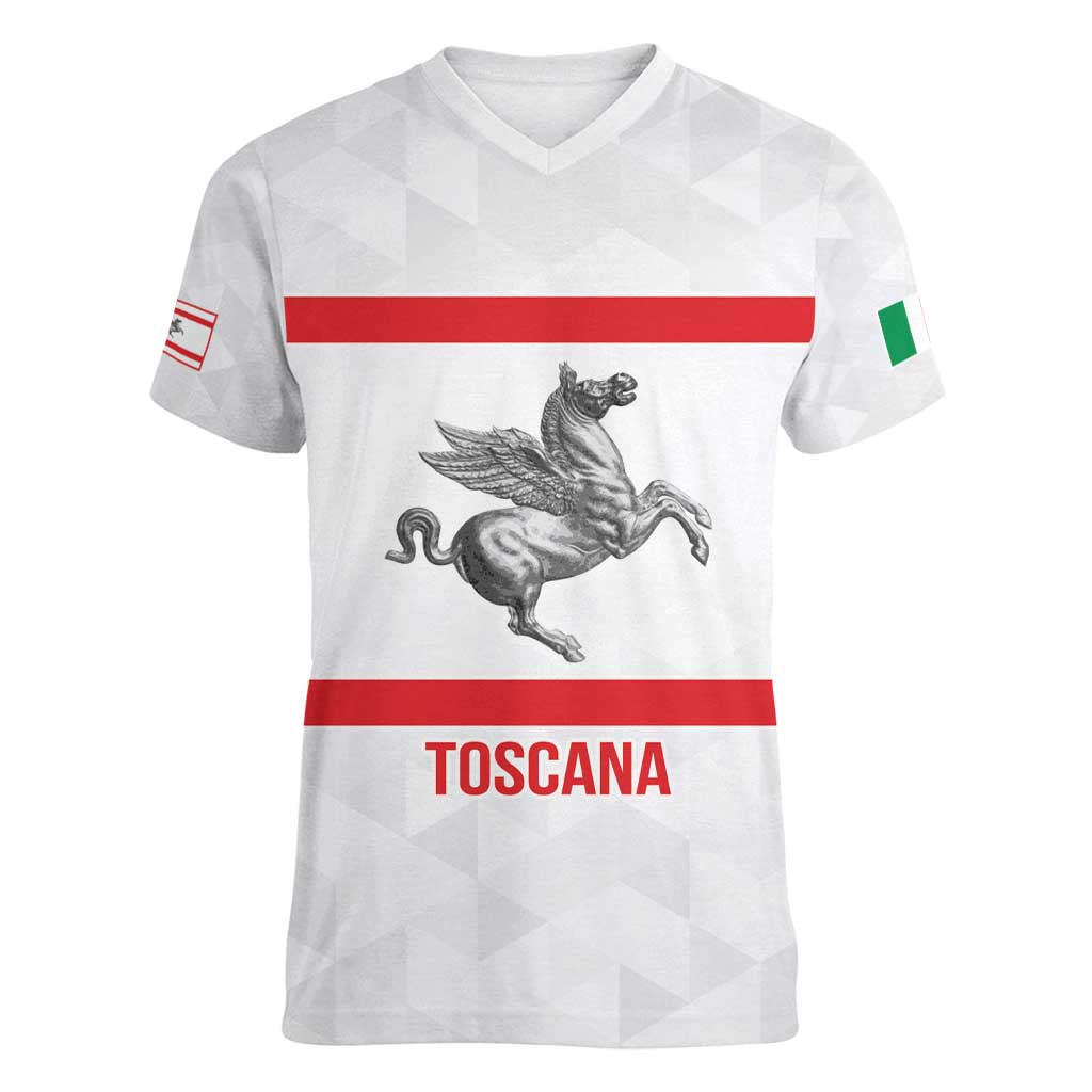Personalized Italy Tuscany Pegasus Rampant Women V-Neck T-Shirt Inspiration Flags Style