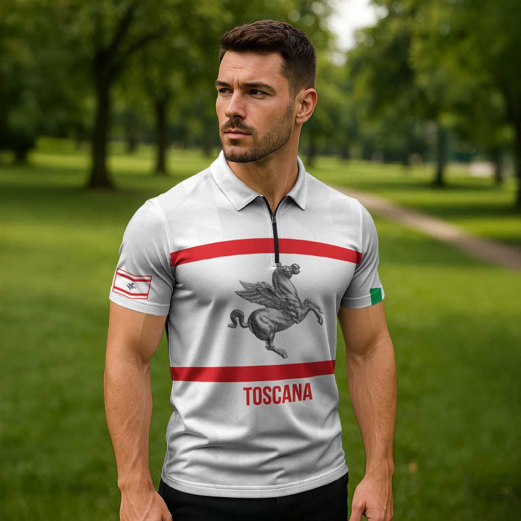 Personalized Italy Tuscany Pegasus Rampant Zipper Polo Shirt Inspiration Flags Style - Wonder Print Shop