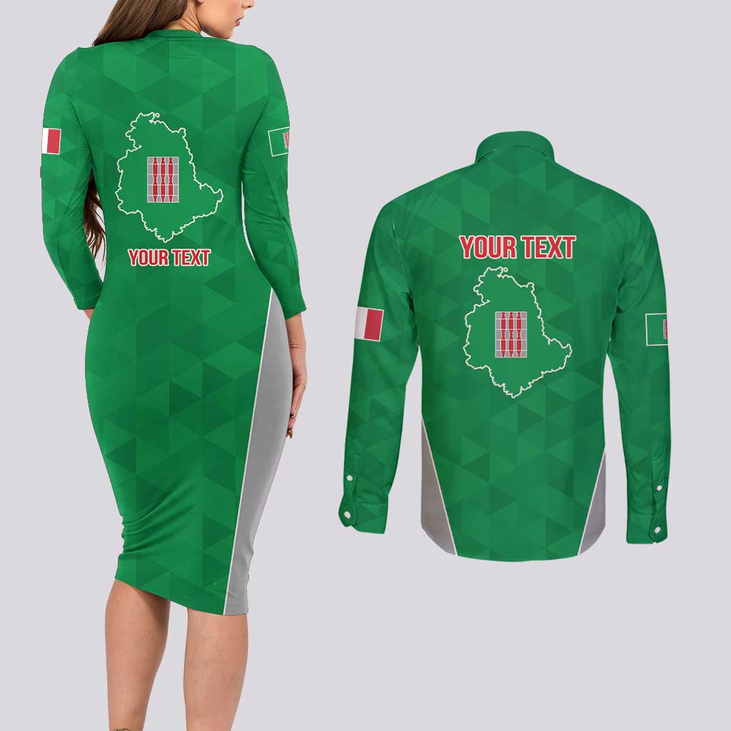 Personalized Italy Umbria Couples Matching Long Sleeve Bodycon Dress and Long Sleeve Button Shirt Inspiration Flags Style LT9