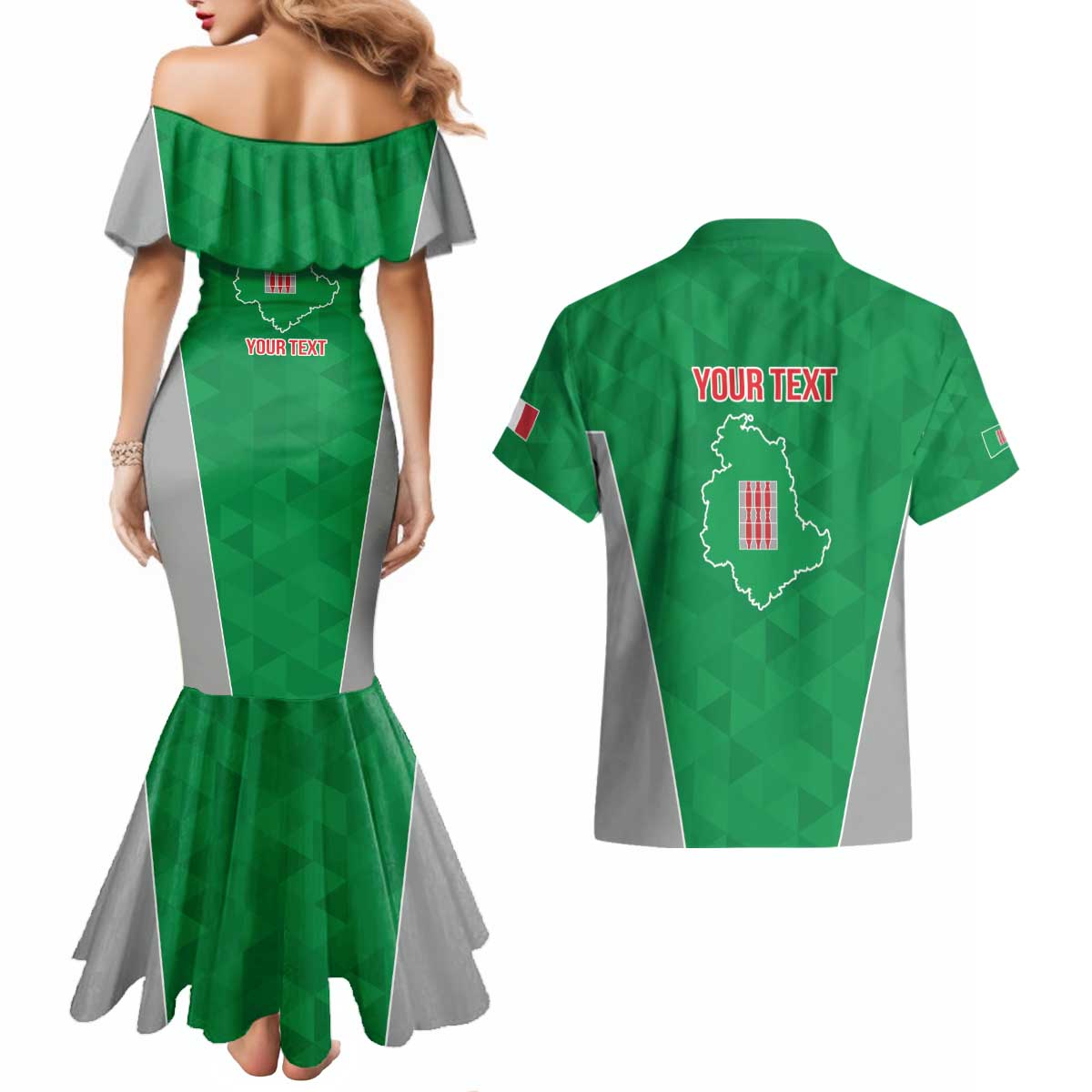Personalized Italy Umbria Couples Matching Mermaid Dress and Hawaiian Shirt Inspiration Flags Style LT9