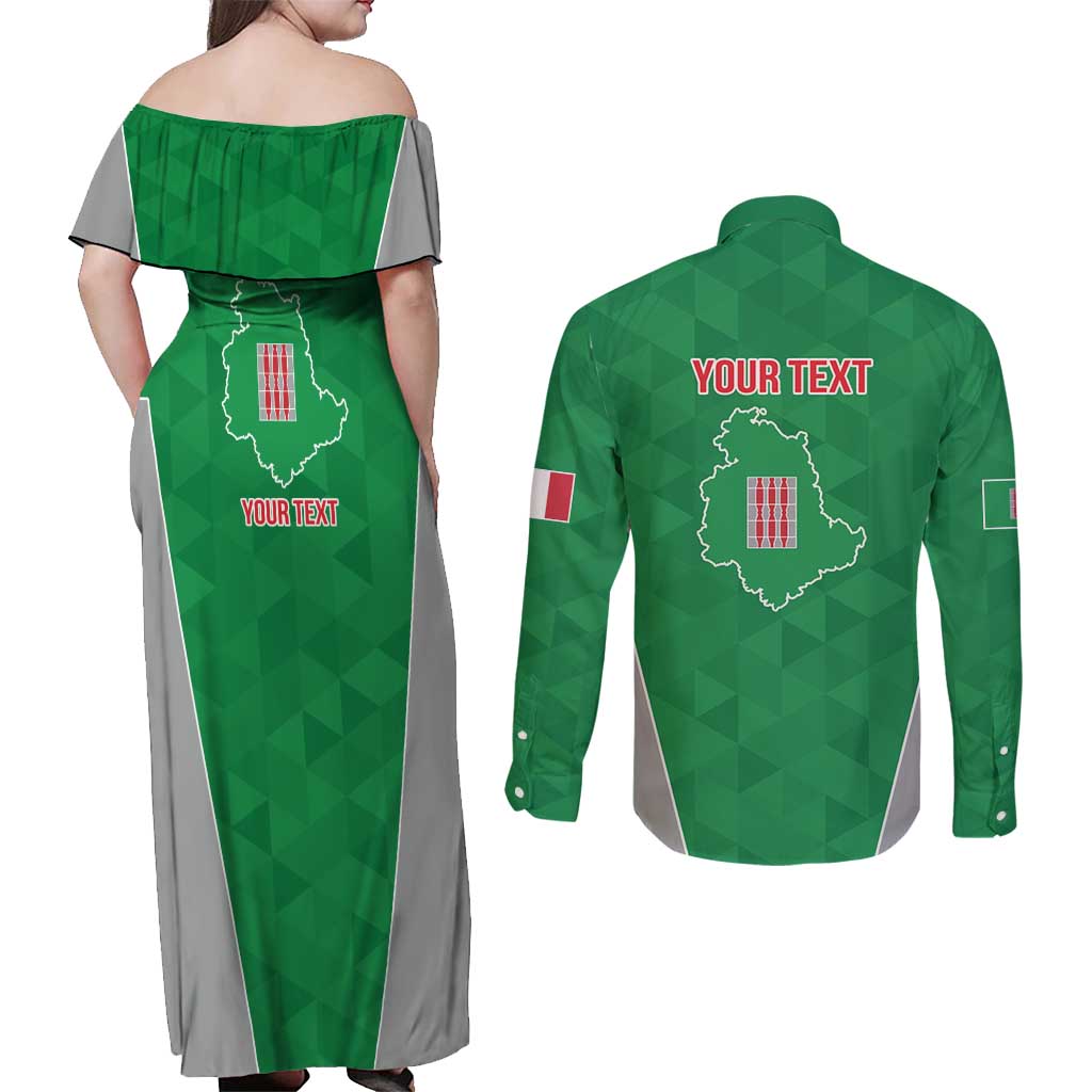 Personalized Italy Umbria Couples Matching Off Shoulder Maxi Dress and Long Sleeve Button Shirt Inspiration Flags Style LT9