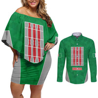 Personalized Italy Umbria Couples Matching Off Shoulder Short Dress and Long Sleeve Button Shirt Inspiration Flags Style LT9