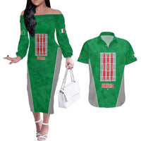 Personalized Italy Umbria Couples Matching Off The Shoulder Long Sleeve Dress and Hawaiian Shirt Inspiration Flags Style LT9