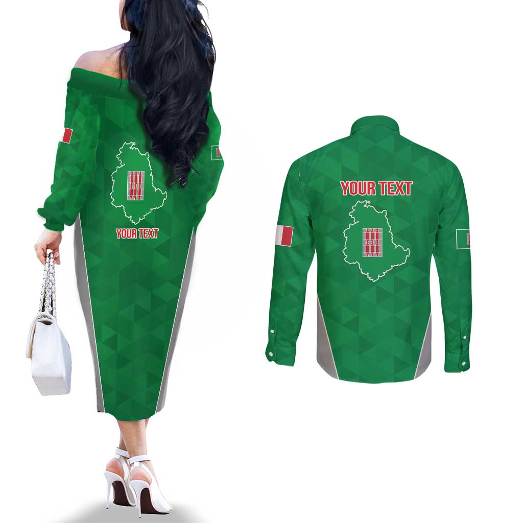 Personalized Italy Umbria Couples Matching Off The Shoulder Long Sleeve Dress and Long Sleeve Button Shirt Inspiration Flags Style LT9