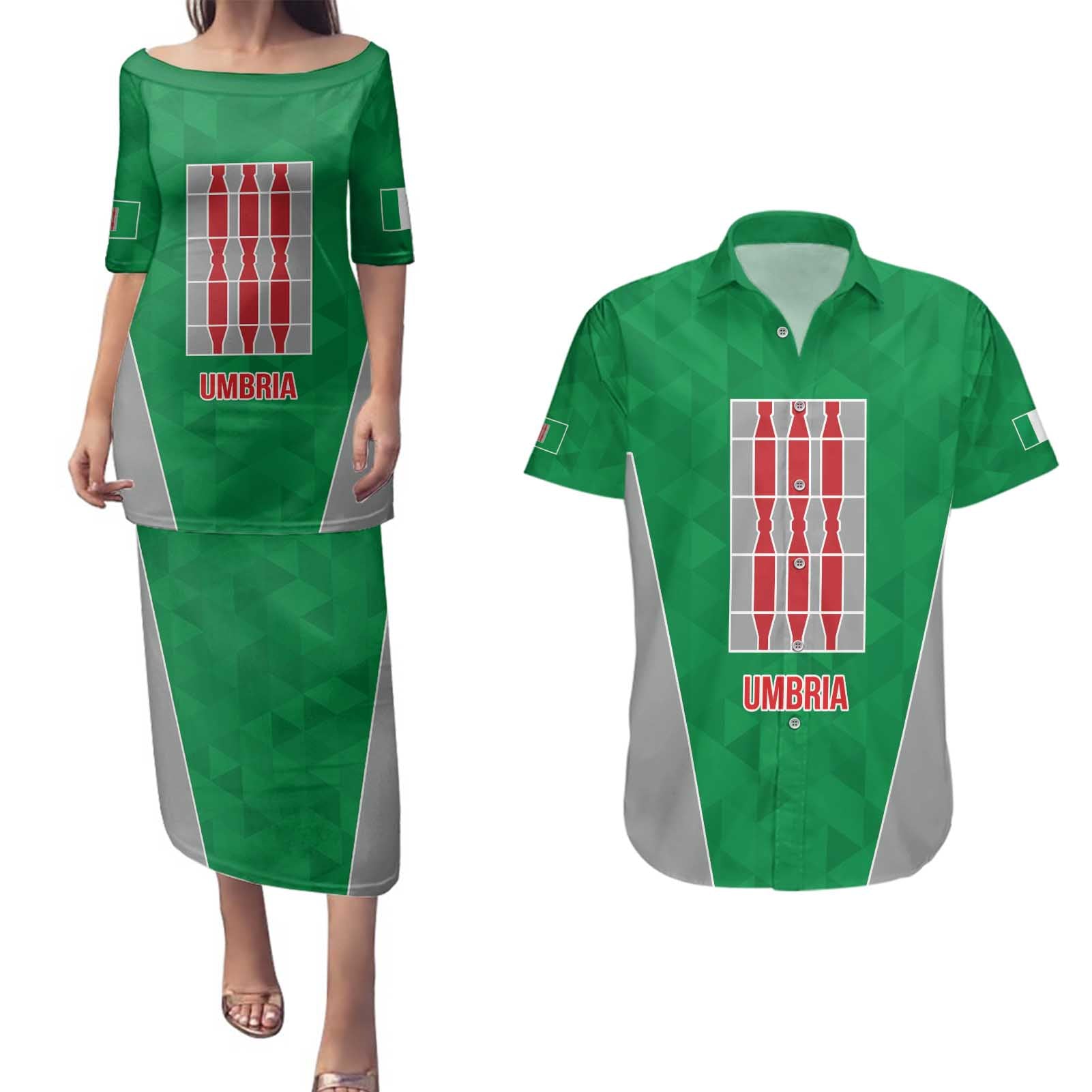 Personalized Italy Umbria Couples Matching Puletasi and Hawaiian Shirt Inspiration Flags Style LT9