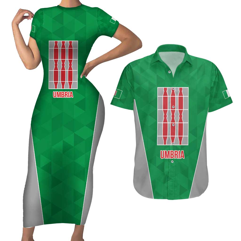 Personalized Italy Umbria Couples Matching Short Sleeve Bodycon Dress and Hawaiian Shirt Inspiration Flags Style LT9