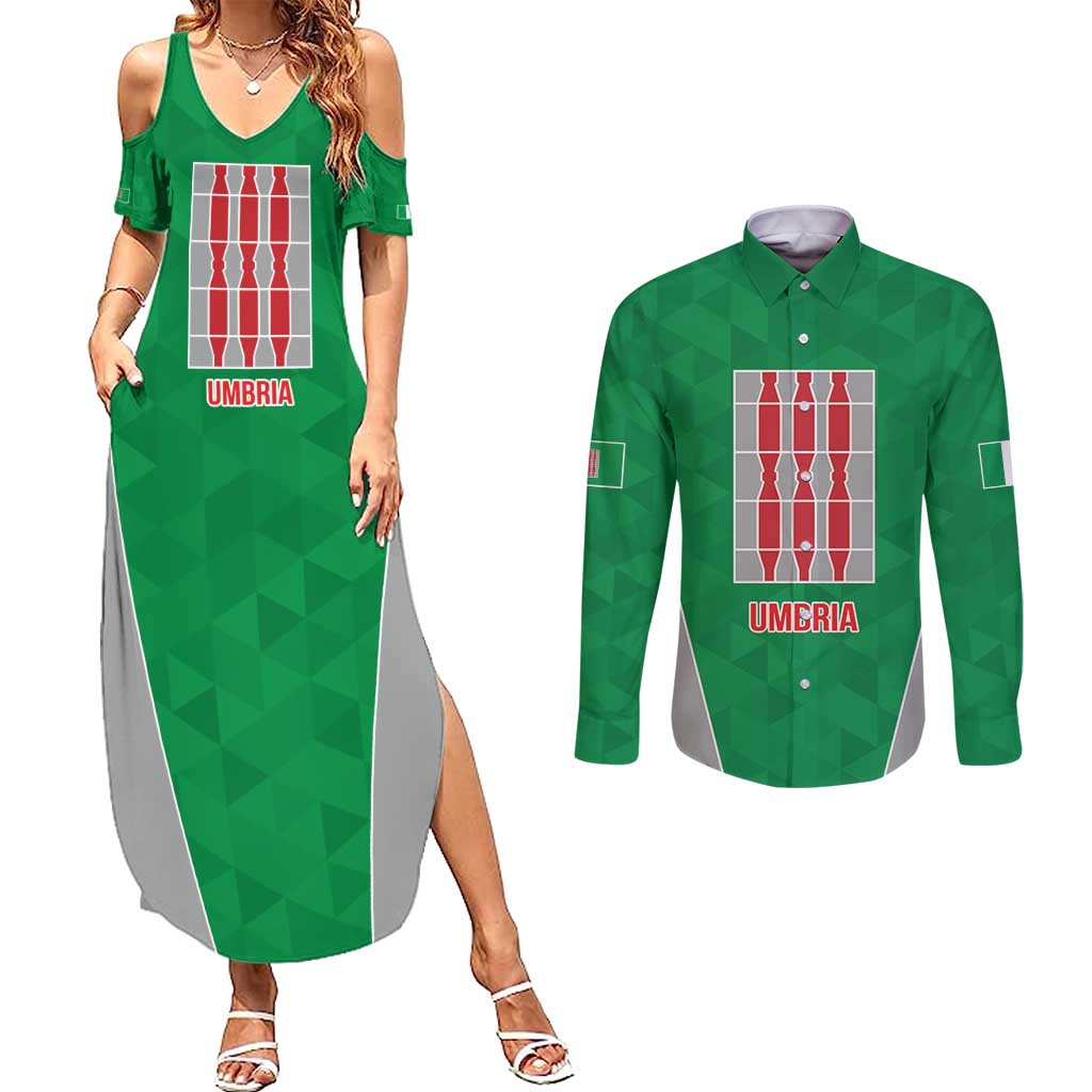 Personalized Italy Umbria Couples Matching Summer Maxi Dress and Long Sleeve Button Shirt Inspiration Flags Style LT9