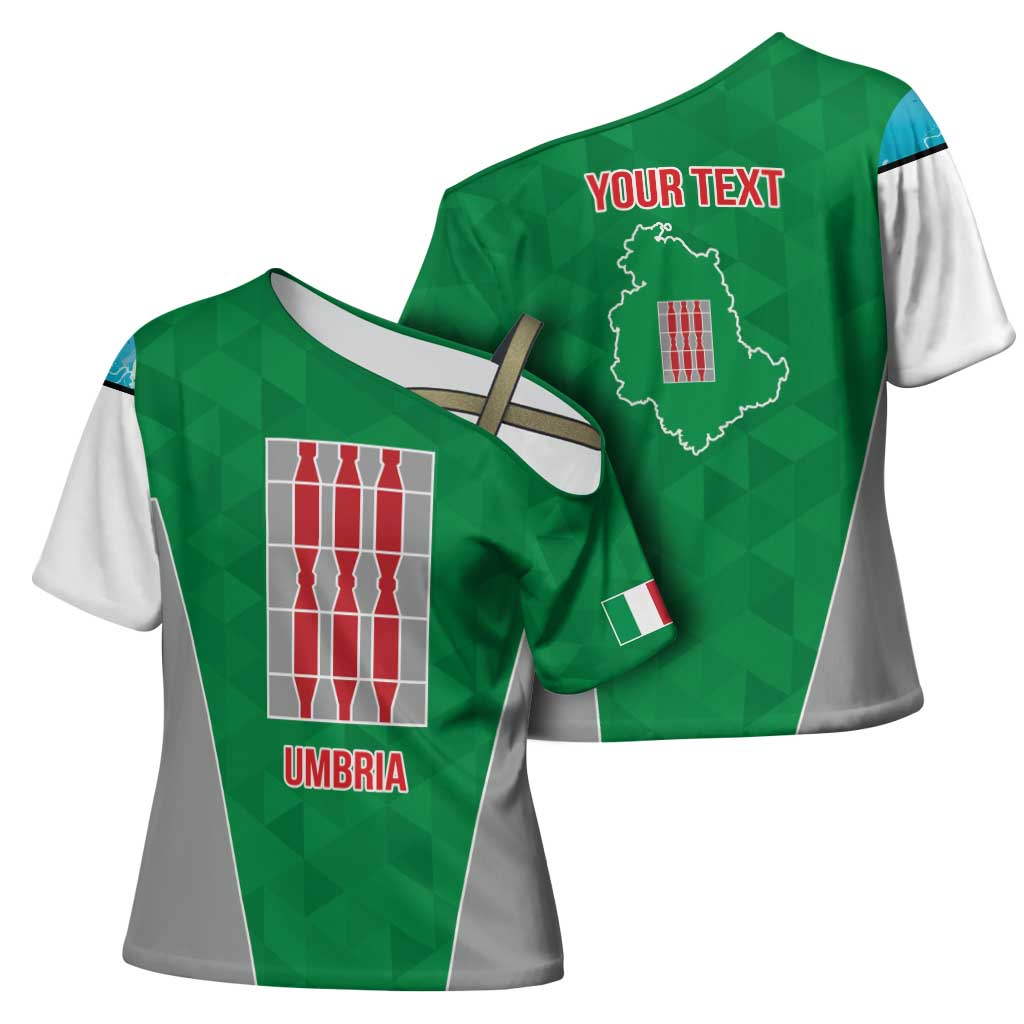 Personalized Italy Umbria Cross Shoulder Shirt Inspiration Flags Style - Wonder Print Shop