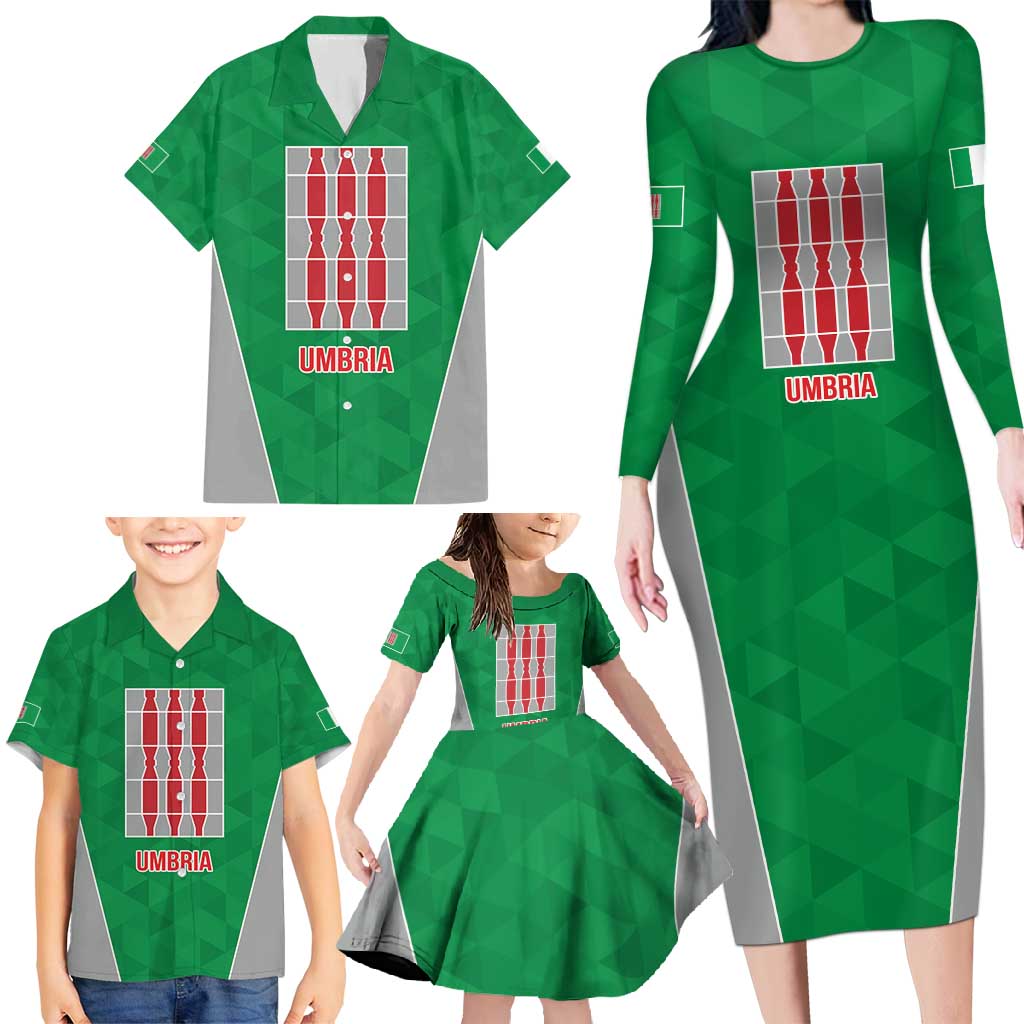 Personalized Italy Umbria Family Matching Long Sleeve Bodycon Dress and Hawaiian Shirt Inspiration Flags Style LT9
