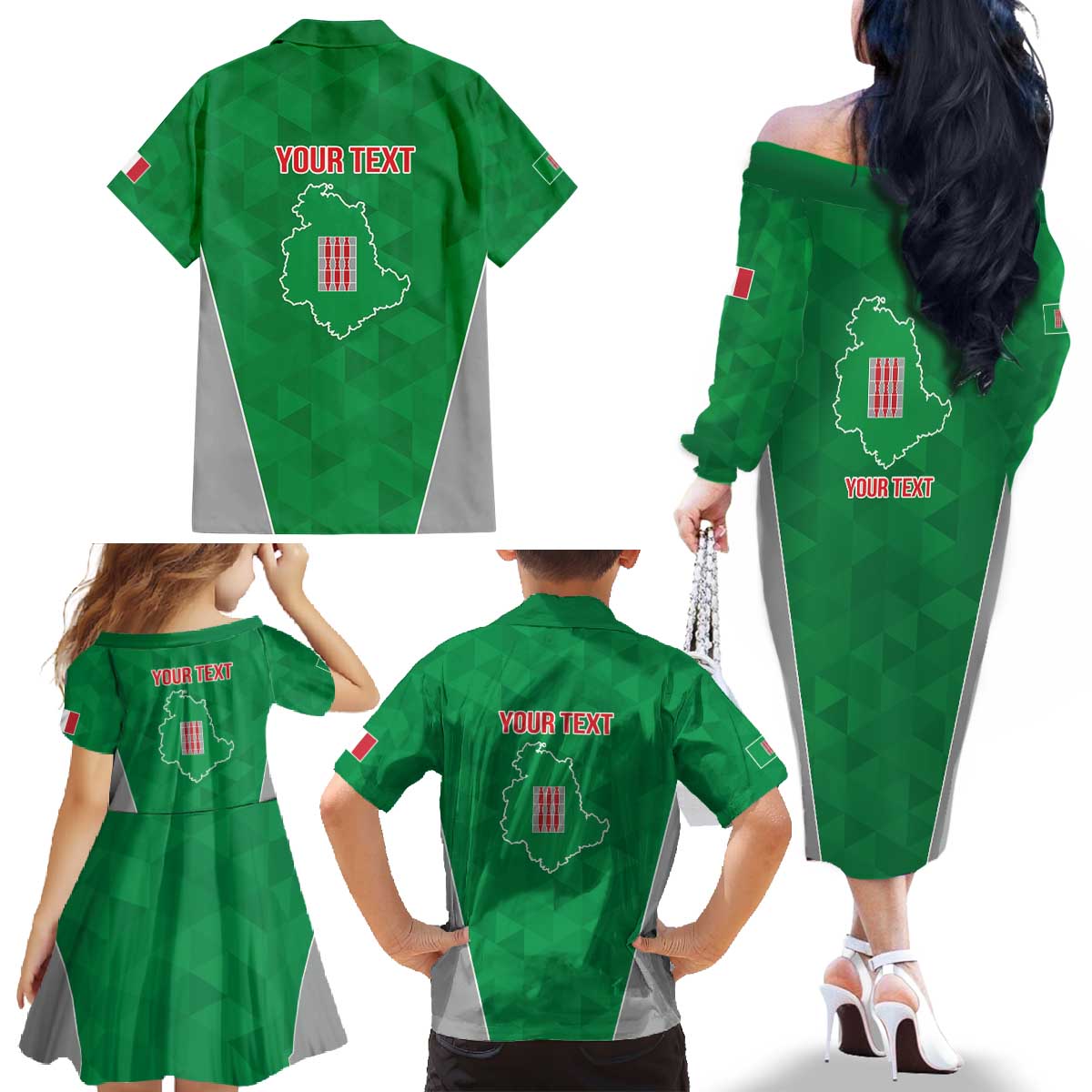 Personalized Italy Umbria Family Matching Off The Shoulder Long Sleeve Dress and Hawaiian Shirt Inspiration Flags Style LT9