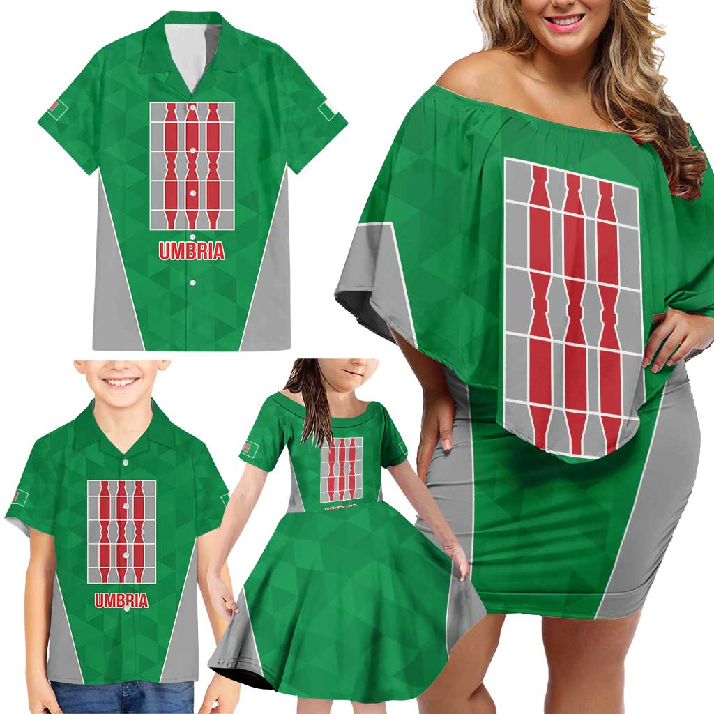Personalized Italy Umbria Family Matching Off Shoulder Short Dress and Hawaiian Shirt Inspiration Flags Style LT9
