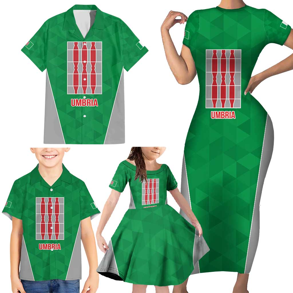 Personalized Italy Umbria Family Matching Short Sleeve Bodycon Dress and Hawaiian Shirt Inspiration Flags Style LT9