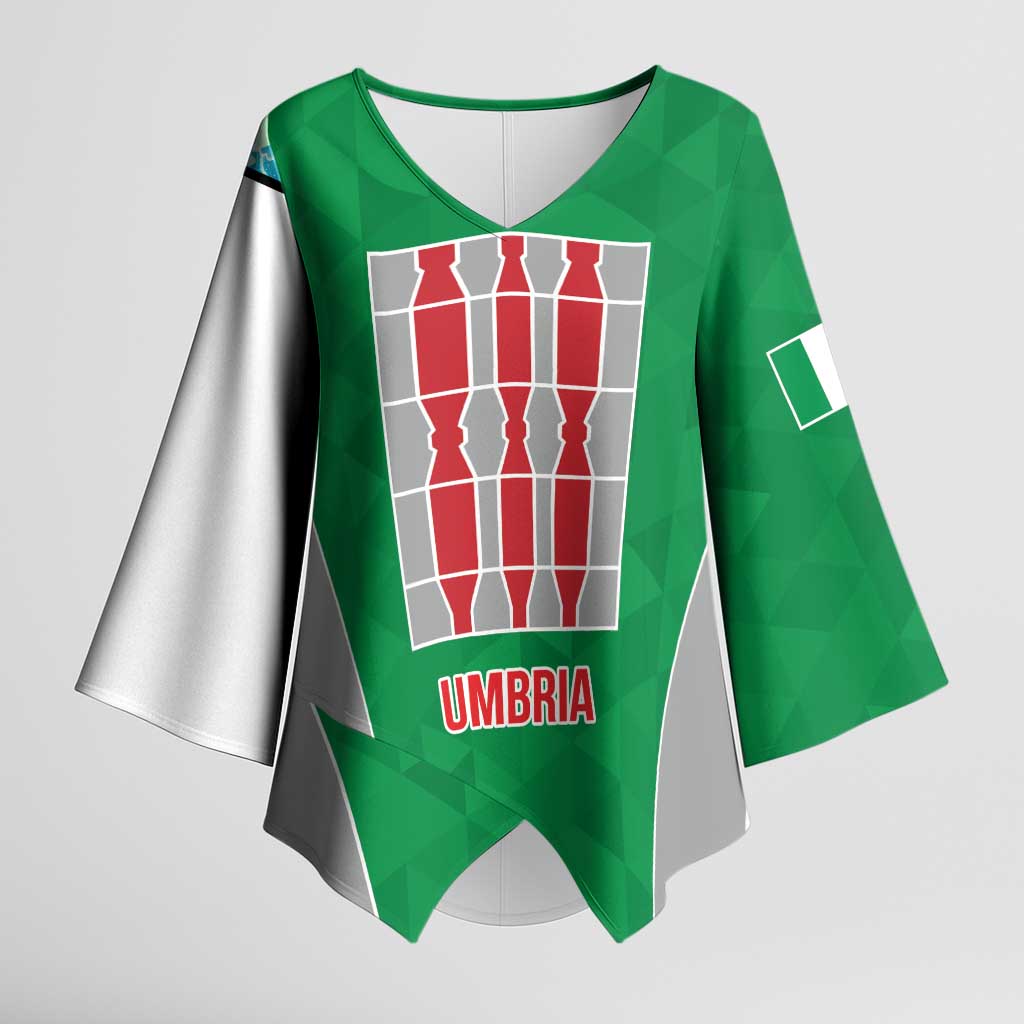 Personalized Italy Umbria Kimono Sleeve Blouse Inspiration Flags Style - Wonder Print Shop