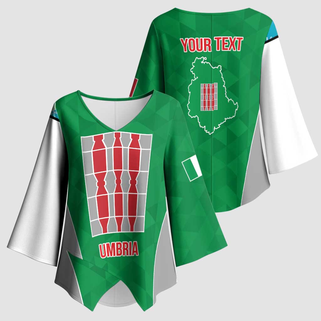 Personalized Italy Umbria Kimono Sleeve Blouse Inspiration Flags Style - Wonder Print Shop