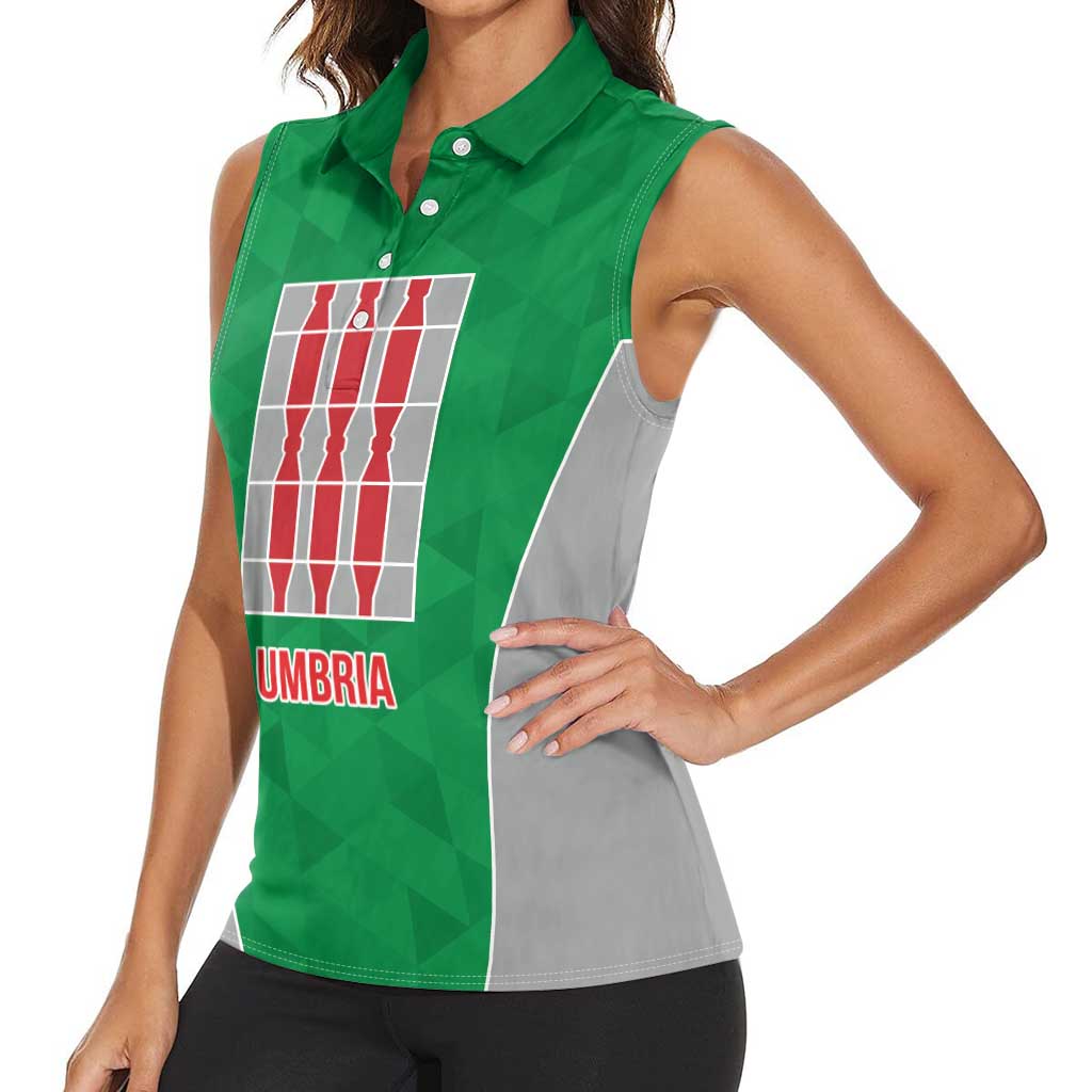 Personalized Italy Umbria Women Sleeveless Polo Shirt Inspiration Flags Style LT9