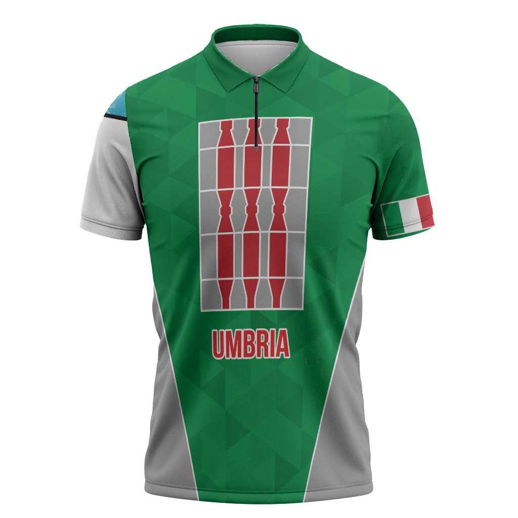 Personalized Italy Umbria Zipper Polo Shirt Inspiration Flags Style - Wonder Print Shop