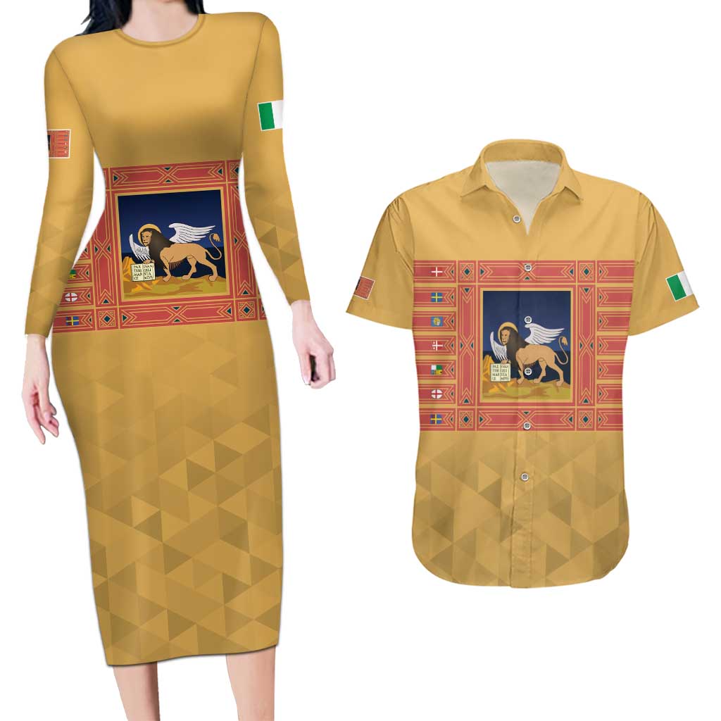 Personalized Italy Veneto Couples Matching Long Sleeve Bodycon Dress and Hawaiian Shirt Inspiration Flags Style
