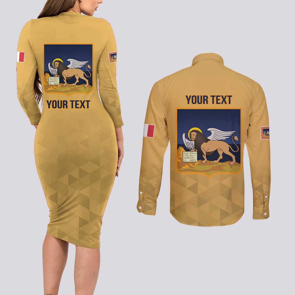 Personalized Italy Veneto Couples Matching Long Sleeve Bodycon Dress and Long Sleeve Button Shirt Inspiration Flags Style