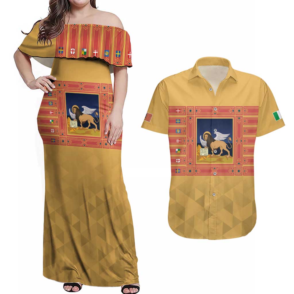Personalized Italy Veneto Couples Matching Off Shoulder Maxi Dress and Hawaiian Shirt Inspiration Flags Style