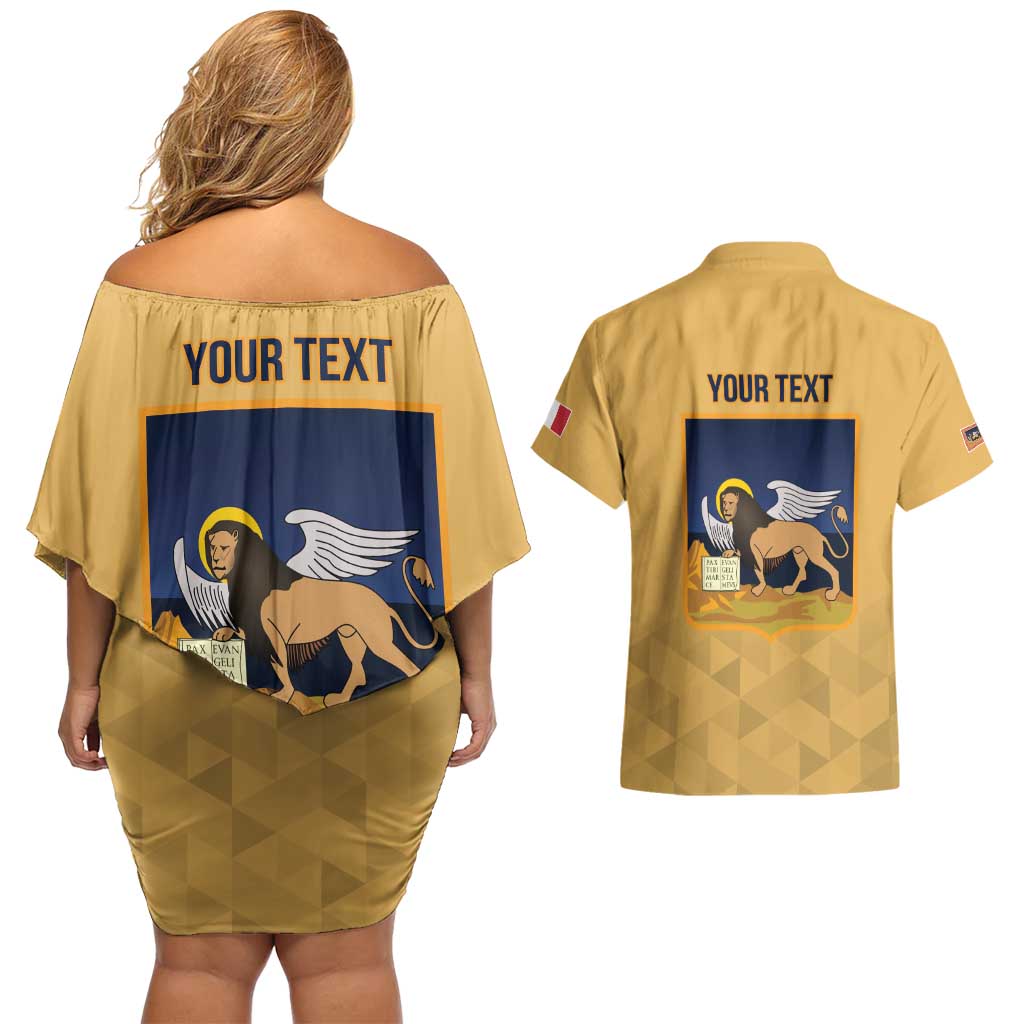 Personalized Italy Veneto Couples Matching Off Shoulder Short Dress and Hawaiian Shirt Inspiration Flags Style