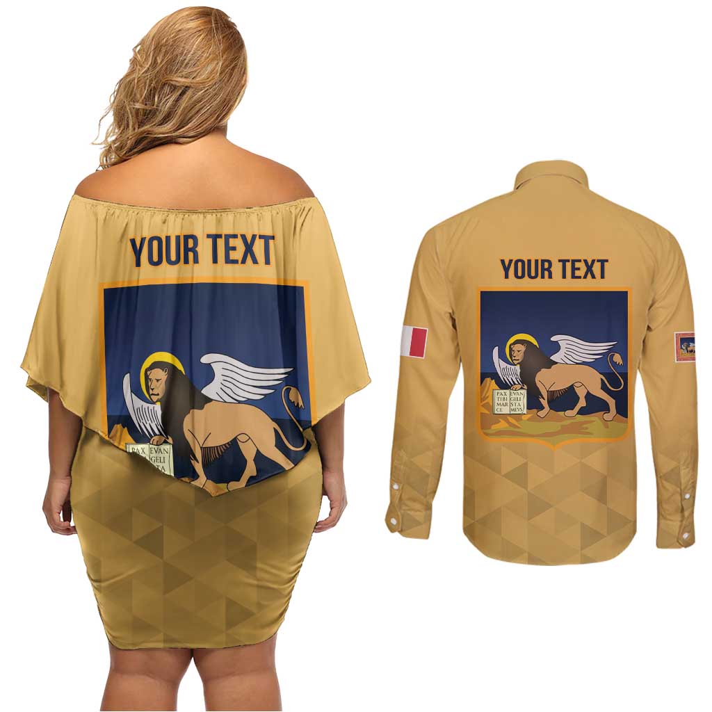 Personalized Italy Veneto Couples Matching Off Shoulder Short Dress and Long Sleeve Button Shirt Inspiration Flags Style