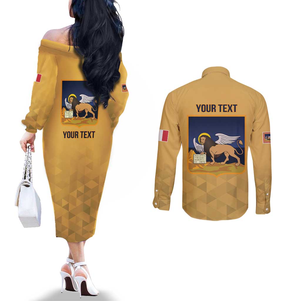 Personalized Italy Veneto Couples Matching Off The Shoulder Long Sleeve Dress and Long Sleeve Button Shirt Inspiration Flags Style