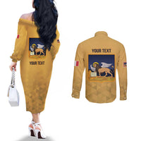 Personalized Italy Veneto Couples Matching Off The Shoulder Long Sleeve Dress and Long Sleeve Button Shirt Inspiration Flags Style