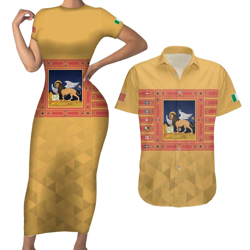 Personalized Italy Veneto Couples Matching Short Sleeve Bodycon Dress and Hawaiian Shirt Inspiration Flags Style