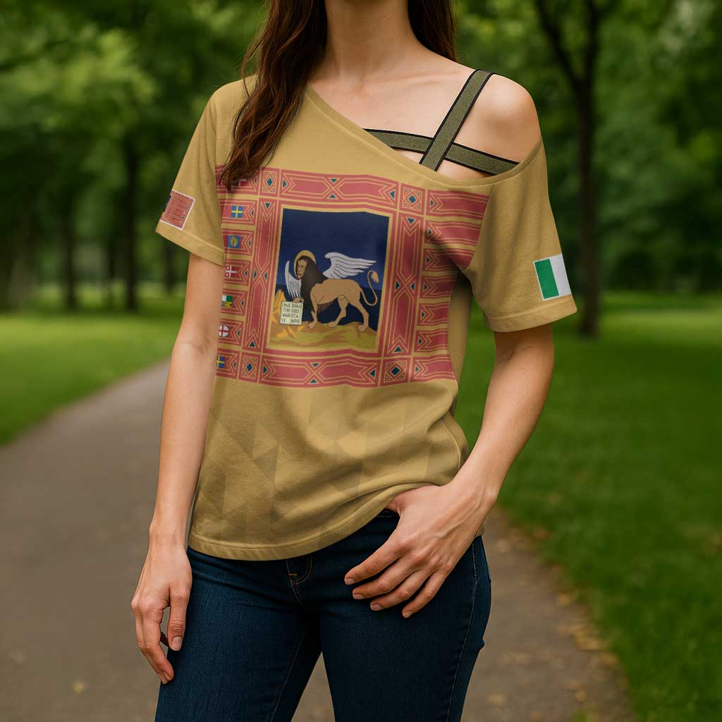 Personalized Italy Veneto Cross Shoulder Shirt Inspiration Flags Style - Wonder Print Shop
