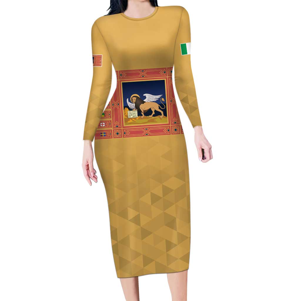 Personalized Italy Veneto Family Matching Long Sleeve Bodycon Dress and Hawaiian Shirt Inspiration Flags Style