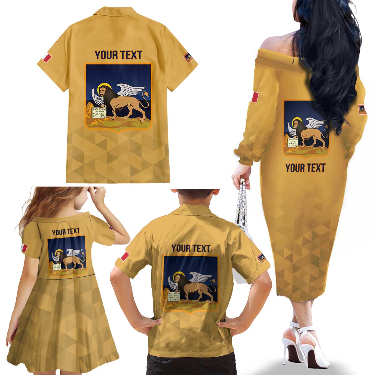 Personalized Italy Veneto Family Matching Off The Shoulder Long Sleeve Dress and Hawaiian Shirt Inspiration Flags Style
