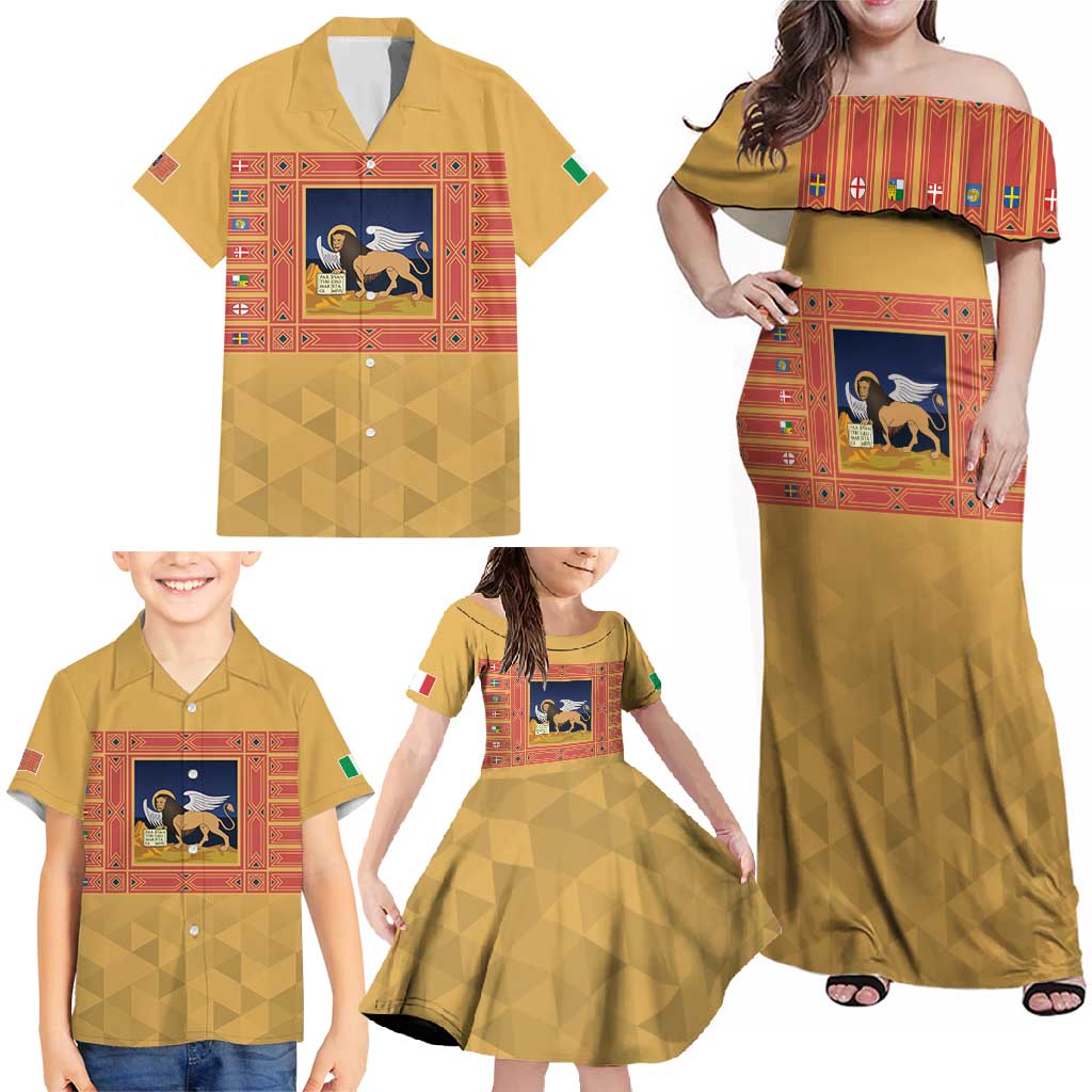 Personalized Italy Veneto Family Matching Off Shoulder Maxi Dress and Hawaiian Shirt Inspiration Flags Style