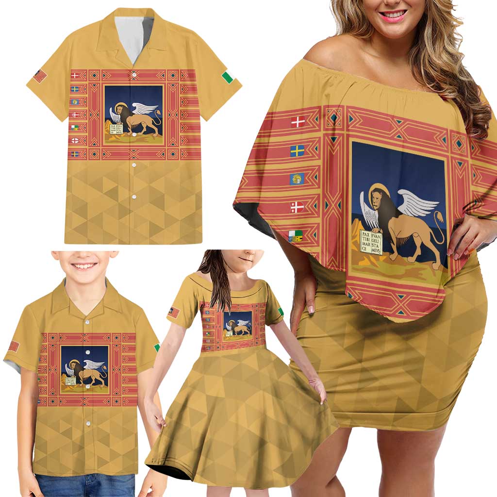 Personalized Italy Veneto Family Matching Off Shoulder Short Dress and Hawaiian Shirt Inspiration Flags Style