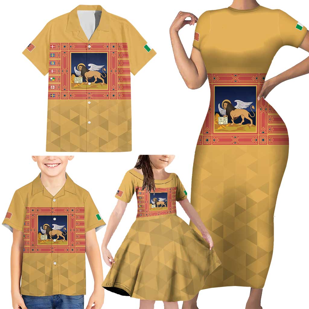 Personalized Italy Veneto Family Matching Short Sleeve Bodycon Dress and Hawaiian Shirt Inspiration Flags Style