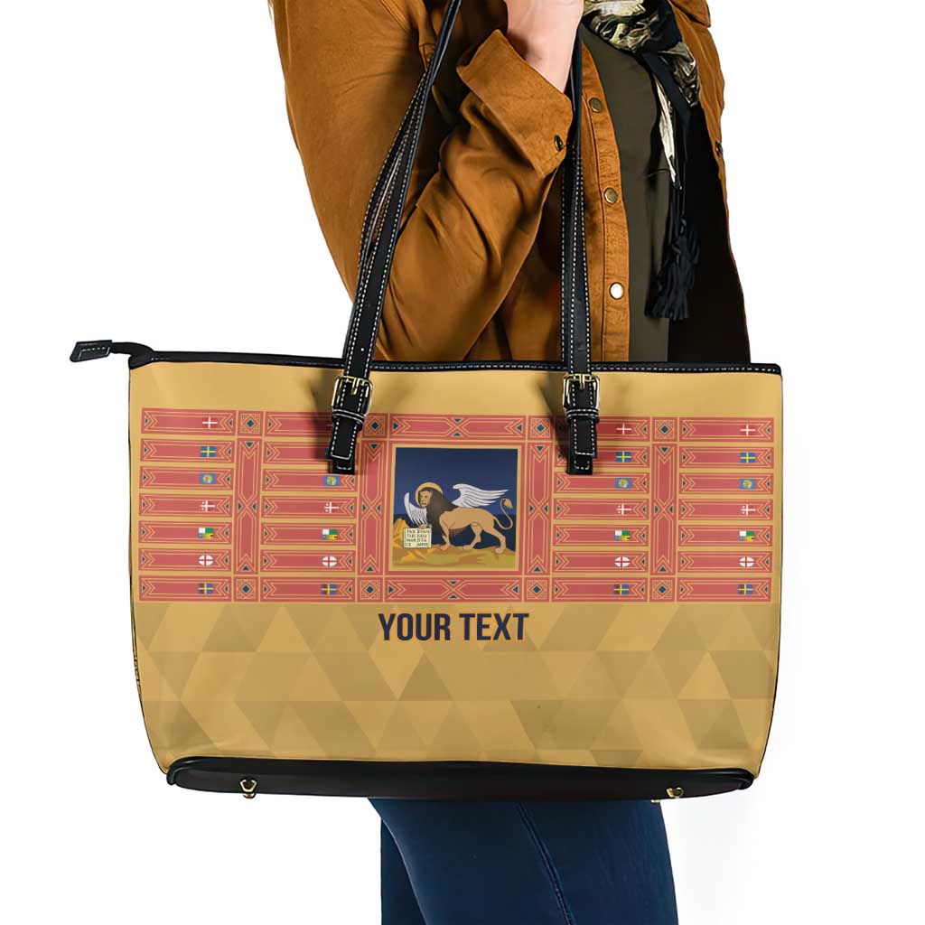 Personalized Italy Veneto Leather Tote Bag Inspiration Flags Style