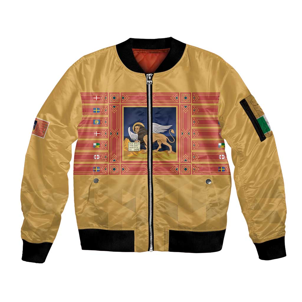 Personalized Italy Veneto Sleeve Zip Bomber Jacket Inspiration Flags Style