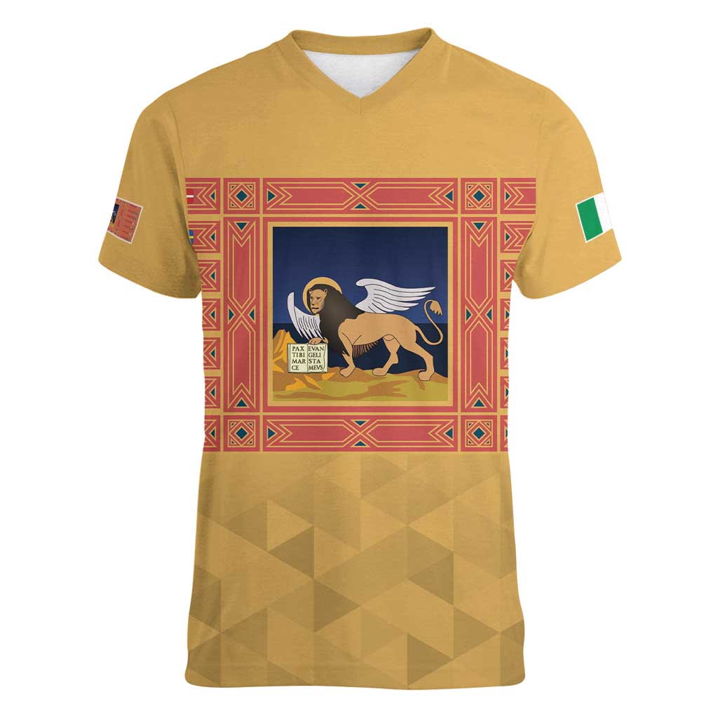 Personalized Italy Veneto Women V-Neck T-Shirt Inspiration Flags Style